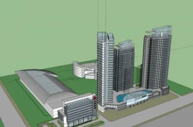 SketchUp Model of a Modern Super High-Rise Office Building with Ground Floor Commercial Space-BIM WORLD