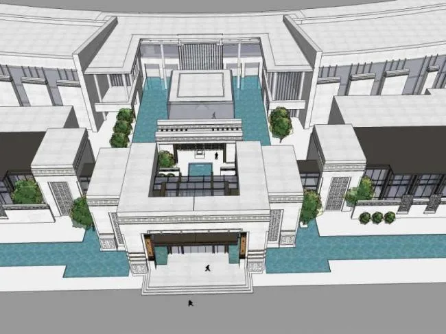 Sketchup Business Model | Multi story Sales Office, Modern Chinese Style