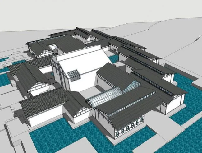 Sketchup Cultural Model | Multi story Folk Museum, Chinese Style, Cultural Architecture