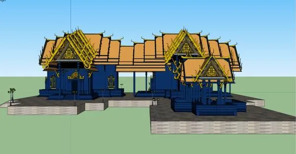 Sketchup Sketch Model | Southeast Asian Pavilion, Southeast Asian Classical Style, Sketch