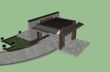 SketchUp Materials and Models: Chinese-Style Entrance Components Including Door Head and Gate-BIM WORLD