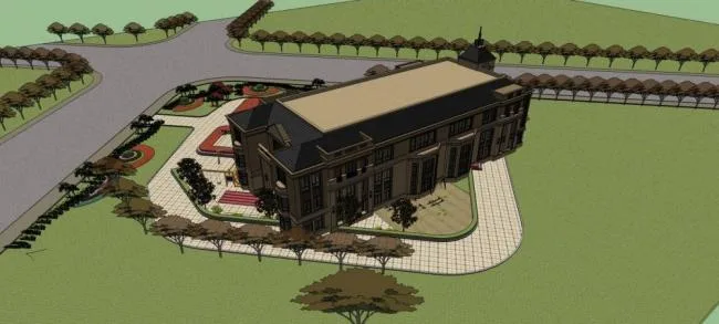 Multi-Story Classical European-Style Kindergarten Model for SketchUp