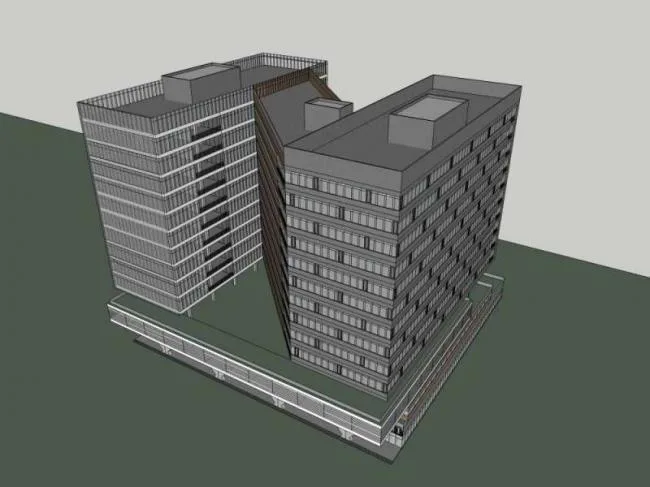 Modern High-Rise Office Building Model in SketchUp