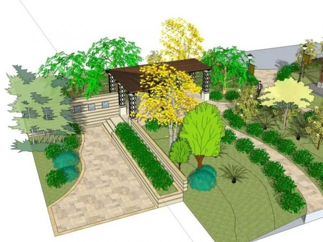 Sketchup Landscape Model | Pavilion Landscape, Modern Style