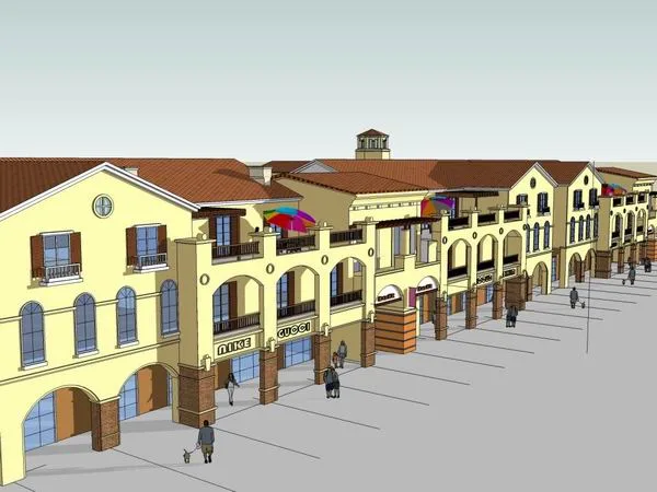 Sketchup Business Model | Multi story commercial street, pedestrian street, European classical style