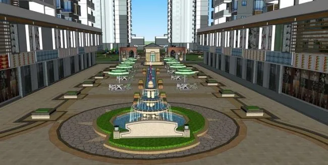 Sketchup Residential Model | High rise residential community, modern style, ground floor commercial, commercial complex, landscape design