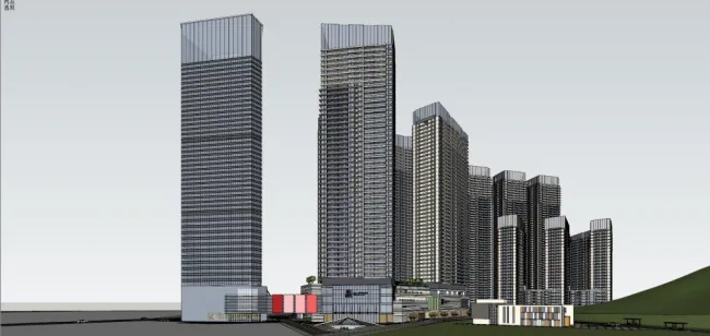 Sketchup Complex Model | Super high-rise commercial complex, office building, modern style