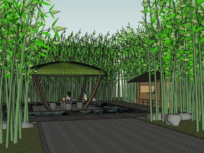 Sketchup Landscape Model | Landscape Design, Courtyard Landscape, Modern Chinese Style