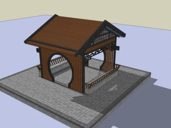 Chinese-Style Pavilion Sketch Model in SketchUp