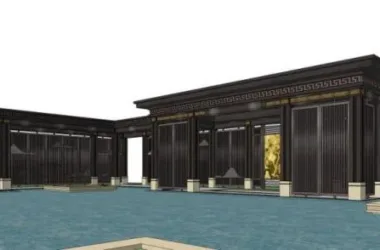 SketchUp Cultural Model: Chinese Corridor Featuring Traditional Chinese Design-BIM WORLD