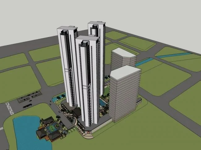 Sketchup Residential Model | Super High rise Residential, Modern Style