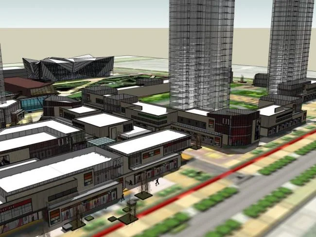 Sketchup Complex Model | Commercial and Residential Complex, Ground Floor Commercial, High Rise Residential, Modern Style