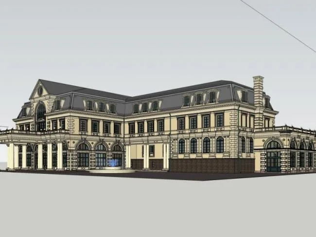 Sketchup Hotel Model | Multi story Hotel Clubhouse, European Style