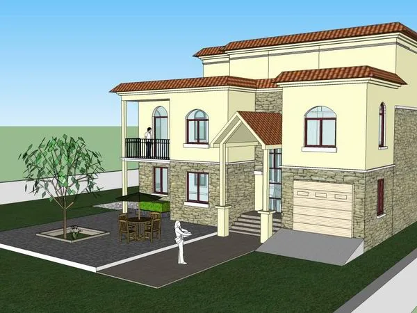 Sketchup Villa Model | Single Family Villa, Classical Style