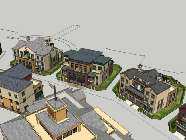SketchUp Business Model: Multi-Story Classical Commercial Street Design