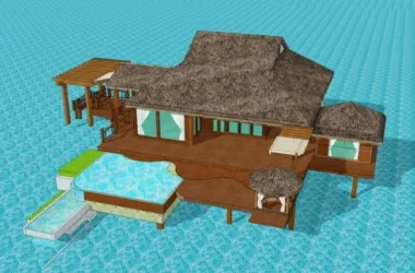 SketchUp Hotel Model: Southeast Asian Multi-Story Sea Homestay-BIM WORLD