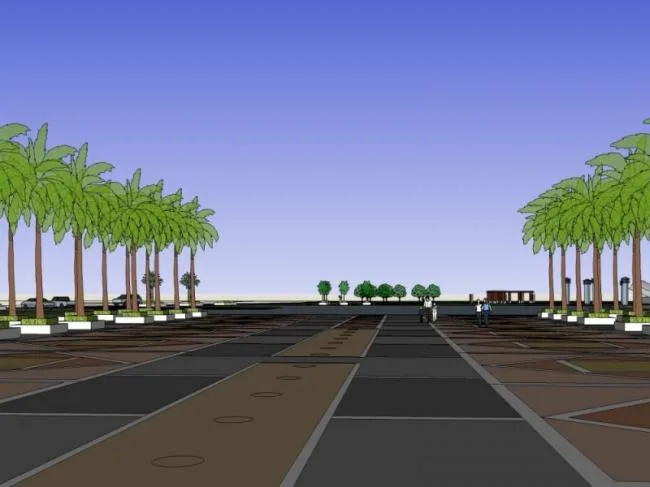 Sketchup Landscape Model | Square Landscape, Classical Style