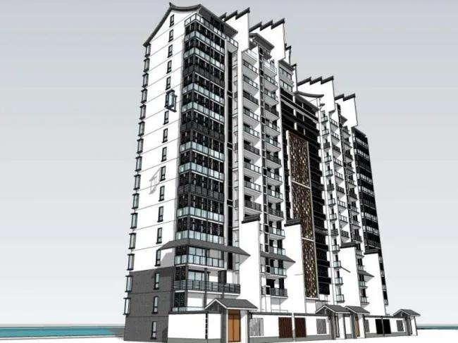 Sketchup Residential Model | High rise Residential Buildings, Chinese Style