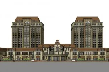 SketchUp Residential Model: High-Rise Living, Street-Level Retail, Commercial Apartments, and Classic Design-BIM WORLD