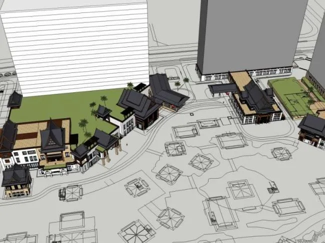Sketchup Hotel Model | Multi story Resort Hotel, Chinese Style