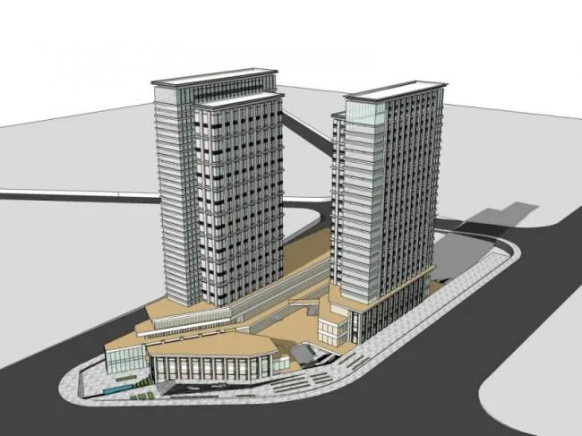 Sketchup Complex Model | Multi story High rise Complex, Residential, Ground Floor Commercial, Classical Style