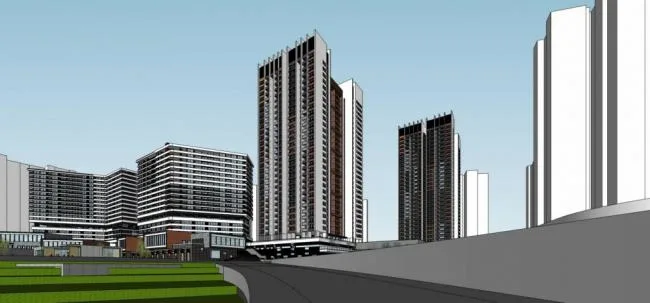 Sketchup Complex Model | Commercial complex, high-rise office hotel, residential, modern style, commercial podium