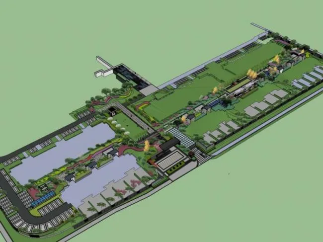 Sketchup Landscape Model | Square Landscape, Modern Chinese Style