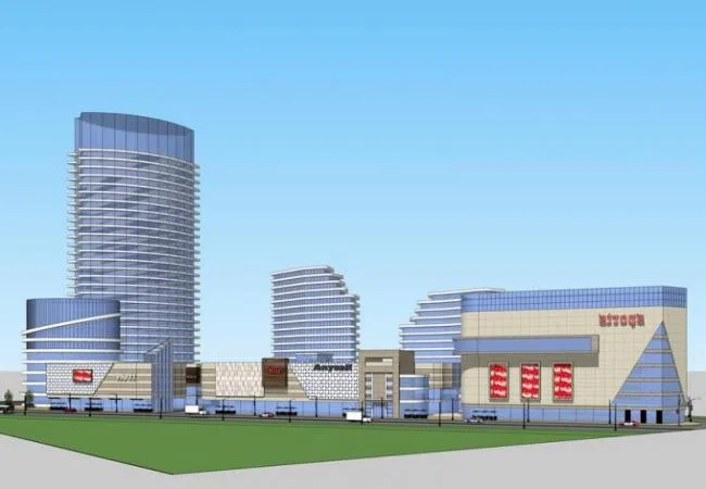 Sketchup Complex Model | High rise office building, commercial street, multi story mixed use complex, modern style