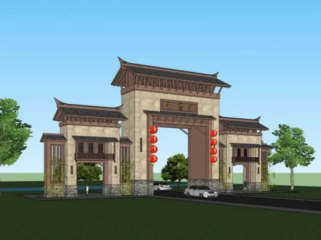 Sketchup Sketch Model | City Gate, Chinese Style, Sketch