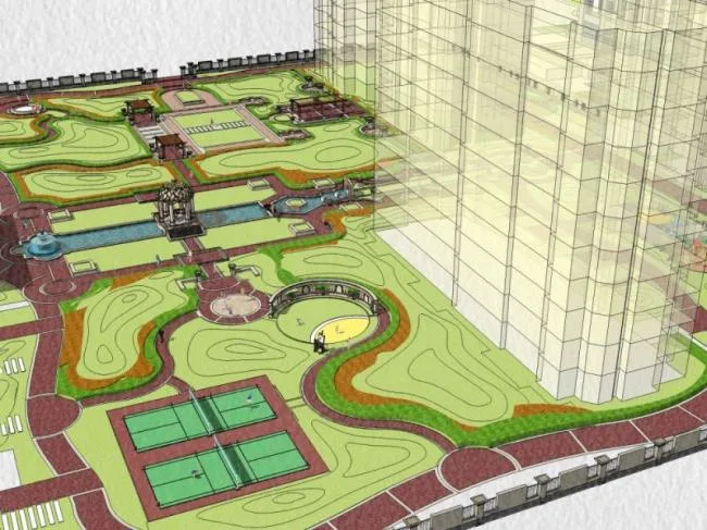 Sketchup Landscape Model | Community Landscape, Residential Landscape, Classical Style
