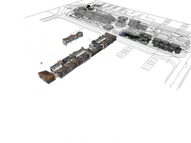 Sketchup Business Model | Multi story Commercial Street, Modern Style