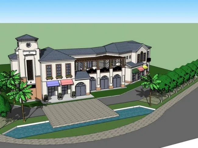 Sketchup Business Model | Low rise commercial buildings, modern style