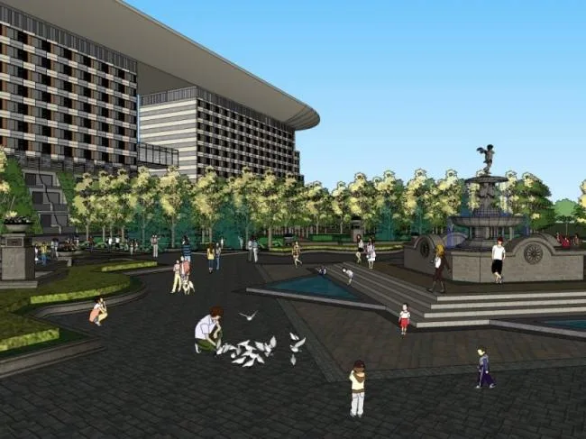 Sketchup Landscape Model | Office Landscape, Classical Style