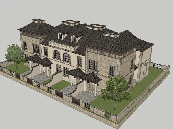 Sketchup Villa Model | Townhouse, Classical Style