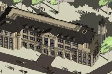SketchUp Business Model: Multi-Story French Classical Style Clubhouse-BIM WORLD