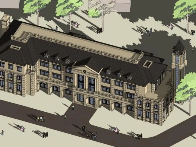 SketchUp Business Model: Multi-Story French Classical Style Clubhouse