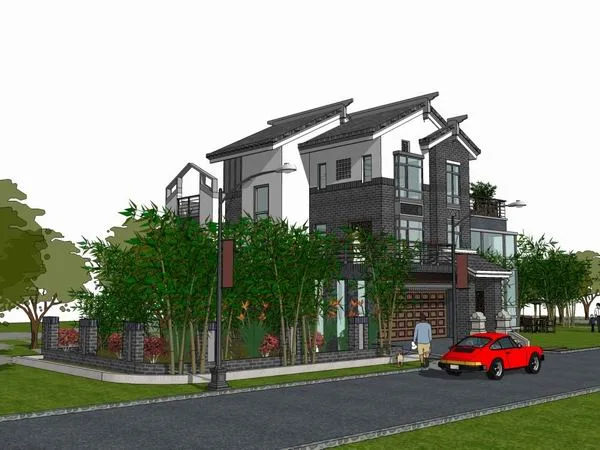Sketchup Villa Model | Huizhou style villa, classical style