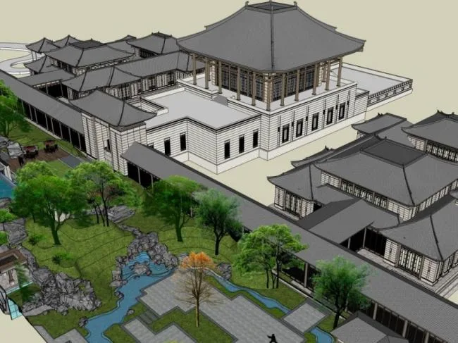 Sketchup Landscape Model | Garden Landscape, Courtyard Landscape, Chinese Style