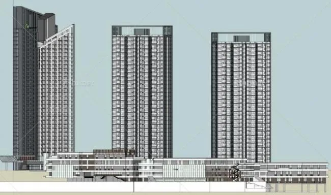 Sketchup Hotel Model | High rise Hotel Apartment Building, Modern Style