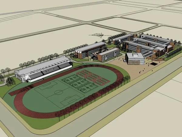 Sketchup School Model | Multi story Primary and Secondary Schools, Campus Educational Buildings, Modern Style