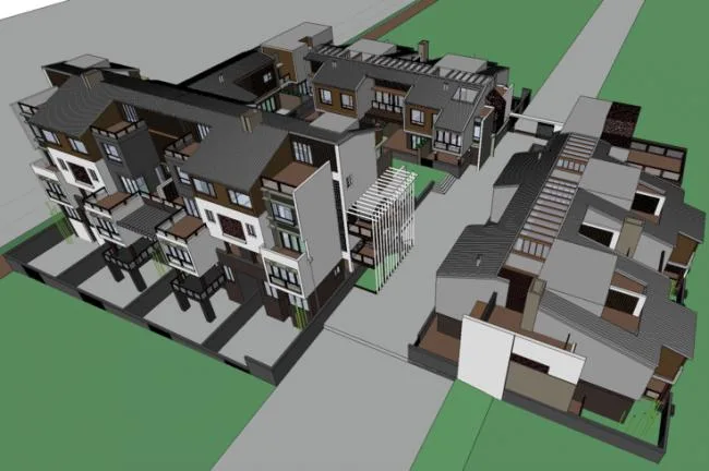 Modern Multi-Row Villa Design in SketchUp