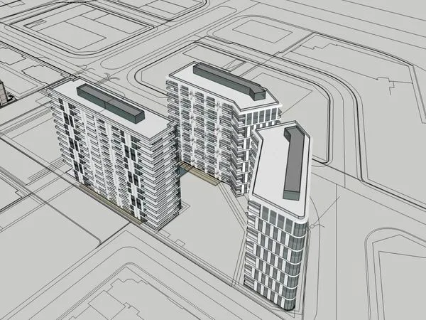 Modern High-Rise Apartment-Style Office Building in SketchUp