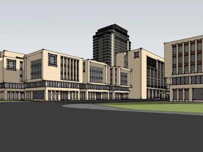 Sketchu Industrial Building | Multi story High rise Mixed Office Industrial Park, Industrial Building, Modern Style