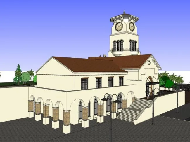 Sketchup Business Model | Multi story Commercial Club, Tuscan Style