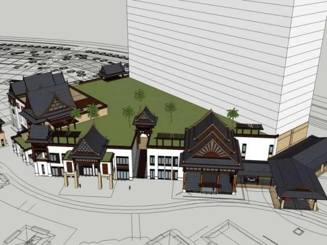 Sketchup Hotel Model | Multi story Resort Hotel, Chinese Style