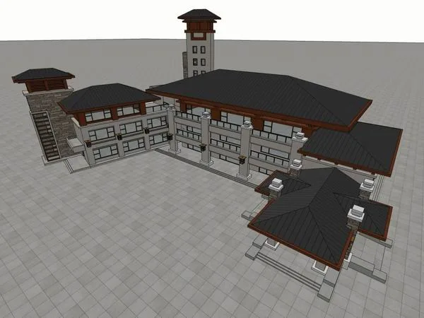 Sketchup Business Model | Multi story Commercial Club, Classical Style
