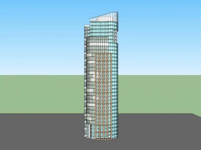 SketchUp Model of a Modern 33-Story High-Rise Residential Building