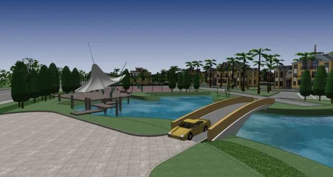 Sketchup villa model | Multi story garden villa, residential building, hotel office, townhouse, European style