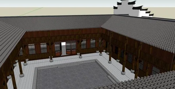 Sketchup Residential Model | Multi story Huizhou style Residence, Residential, Chinese Style