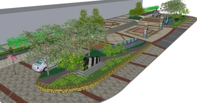 Sketchup Landscape Model | Commercial Landscape, Road Landscape, Modern Style